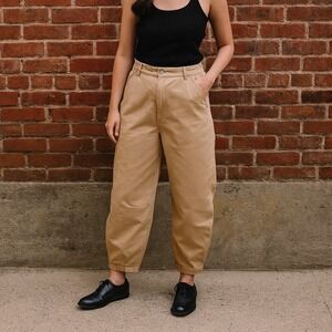 P&Co Grace Barrel Leg Jeans Womens UK 16 US 12 Washed Sand‎ High Waisted Arch